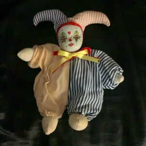 🤡 Silly Vintage Porcelain Clown Doll Jester